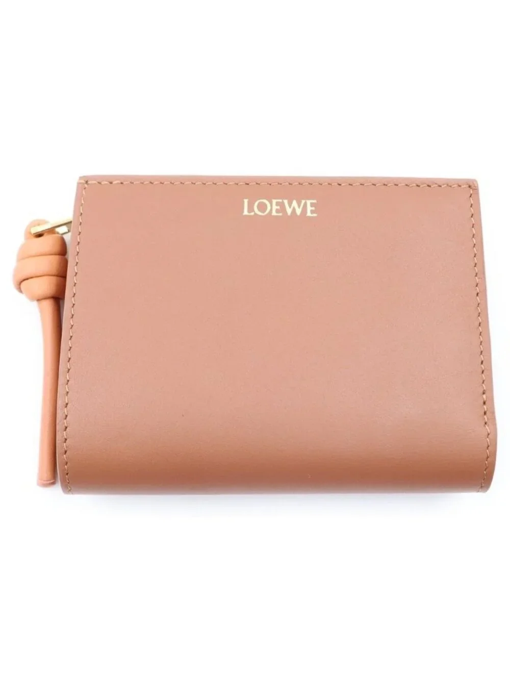 Loewe Knot Compact Wallet Bifold Calfskin Brown